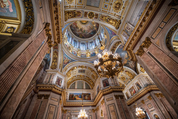 Saint Petersburg, Russia - Inside interior of Saint Isaac's Cathedral or Isaakievskiy Sobor is the largest Russian Orthodox church (sobor). It is the largest orthodox basilica.