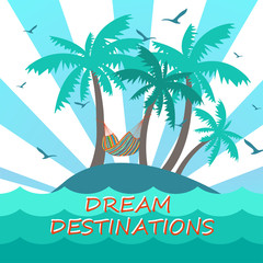 Dream destinations hand drawn vector banner, travel concept