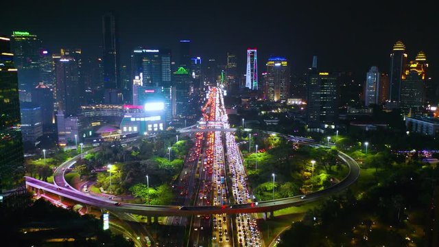 Semanggi Interchange with traffic at night