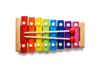 Colour xylophone isolated on white background - obrazy, fototapety, plakaty