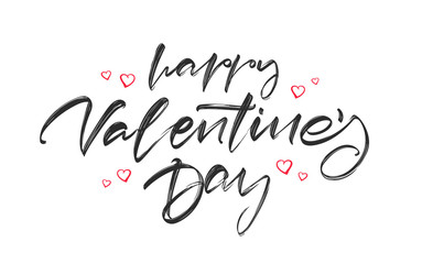 Vector illustration. Handwritten modern brush lettering of Happy Valentines Day on white background.