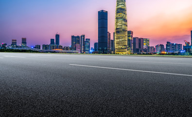 Fototapeta na wymiar Urban road and Shenzhen architecture landscape skyline..