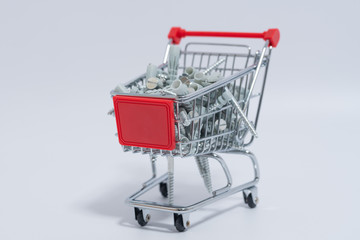 Screws and dowls in a shopping cart