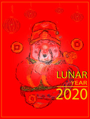 Happy lunar year with God of wealth