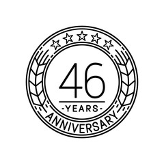 46 years anniversary logo template. 46th line art vector and illustration.
