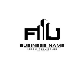 F J FJ Initial building logo concept