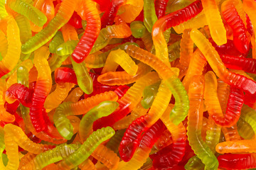Juicy colorful jelly sweets. Gummy candies.