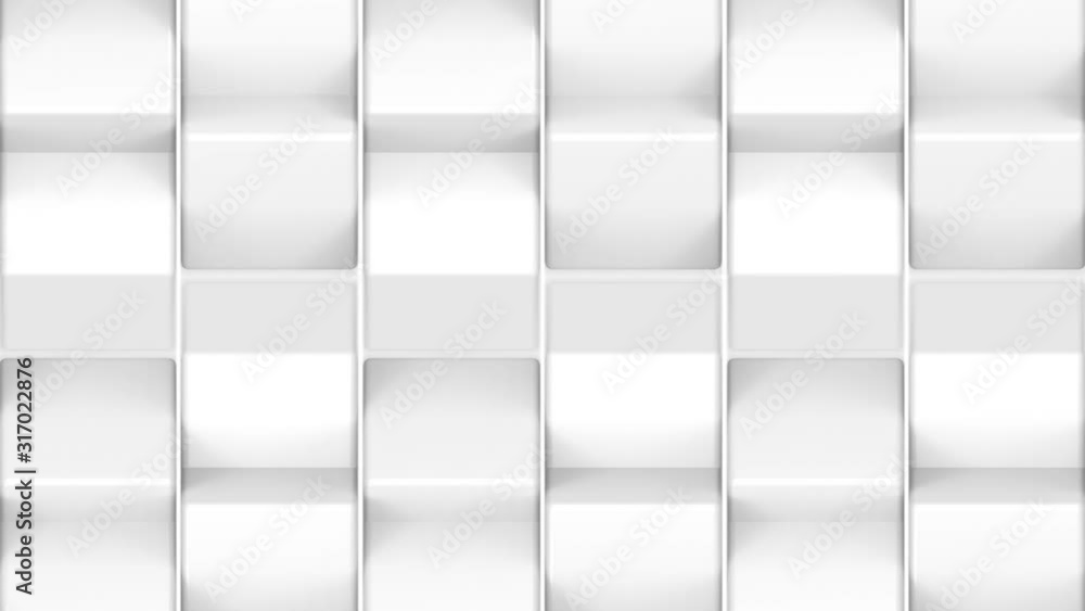 Poster loopable modern random moving white cube box motion footage background.