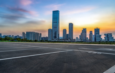 Urban road and Shenzhen architecture landscape skyline..