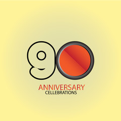 90 Year Anniversary Vector Template Design Illustration