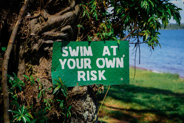 Swim at your own risk. Message, water may be contaminated