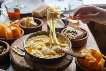 Mihlama (kuymak) is a famous traditional food from Black Sea region in Turkey. It is prepared with...