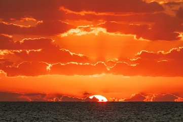 Beautiful sunrise background in orange colors