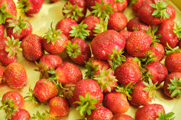 Eco-friendly organic grown without chemical processing ripe washed strawberry