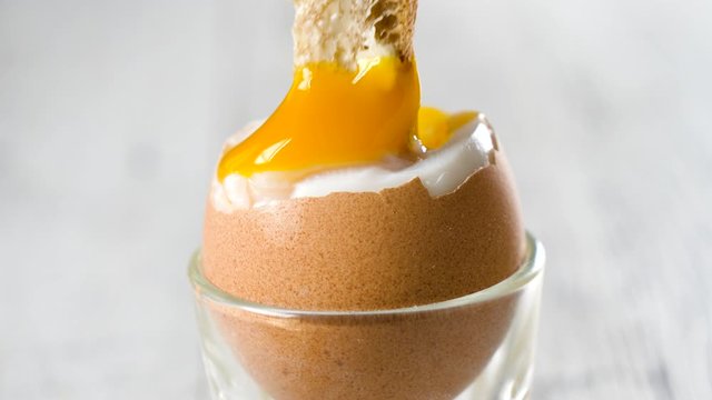 soft boiled egg with toast and  butter