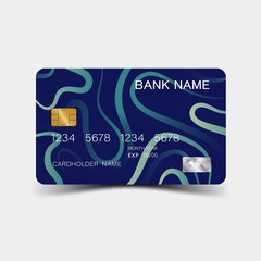 Credit card. With blue elements design. And inspiration from abstract. On white background. 