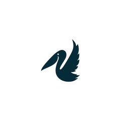 Pelican Bird Logo Design Template Vector