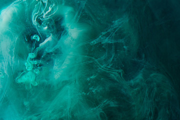 Green blue abstract exoplanet outer space vibrant sea. Waves, splashes and drops of water paint....