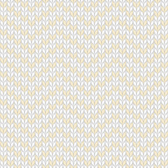 Chevron knit seamless pattern. Knitted white and yellow background