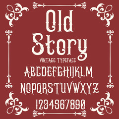  Font, Typeface, Script, Old style - vintage script font. Vector typeface for labels and any type designs Hand drawn typeface. Font illustration
