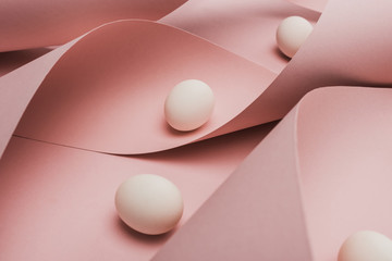 chicken eggs in spiral paper pink swirls