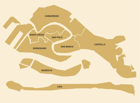 VENICE MAP WITH STREETS OF THE CITY GOLD DESIGN DESTINATION TRAVEL