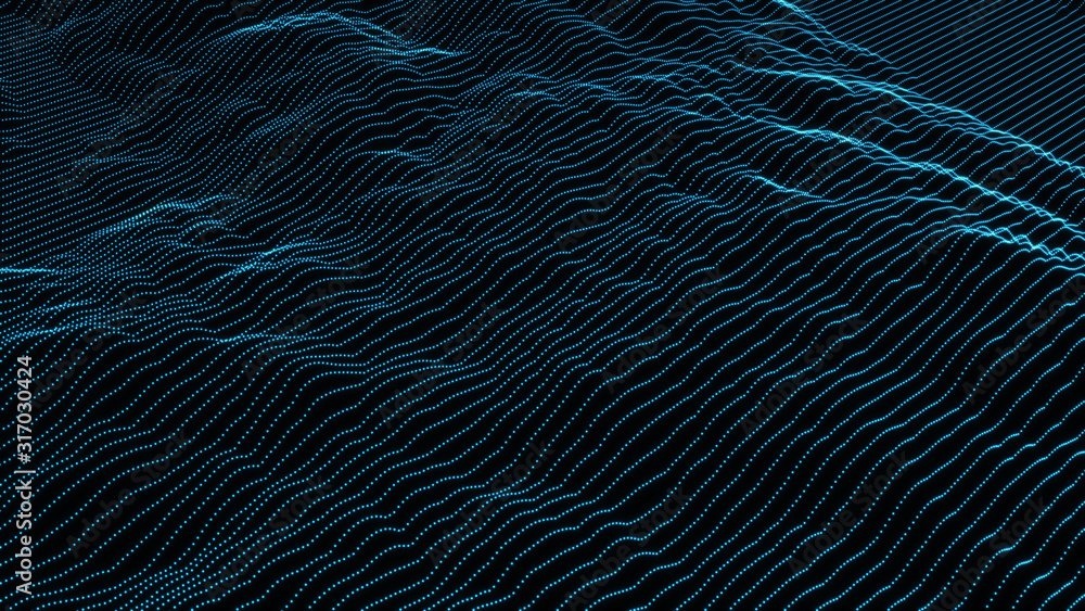 Wall mural abstract light wave background. bright luminous glowing lines. dynamic lights shape on dark backgrou