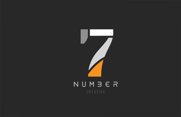 number 7 seven for company logo icon design in grey orange and white colors
