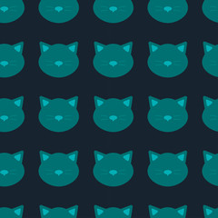 seamless pattern of cat head silhouette