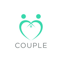 couple home logo design in blue color