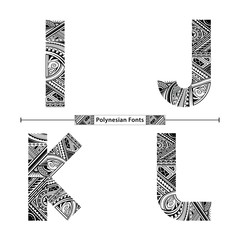 Alphabet Polynesian style in a set IJKL