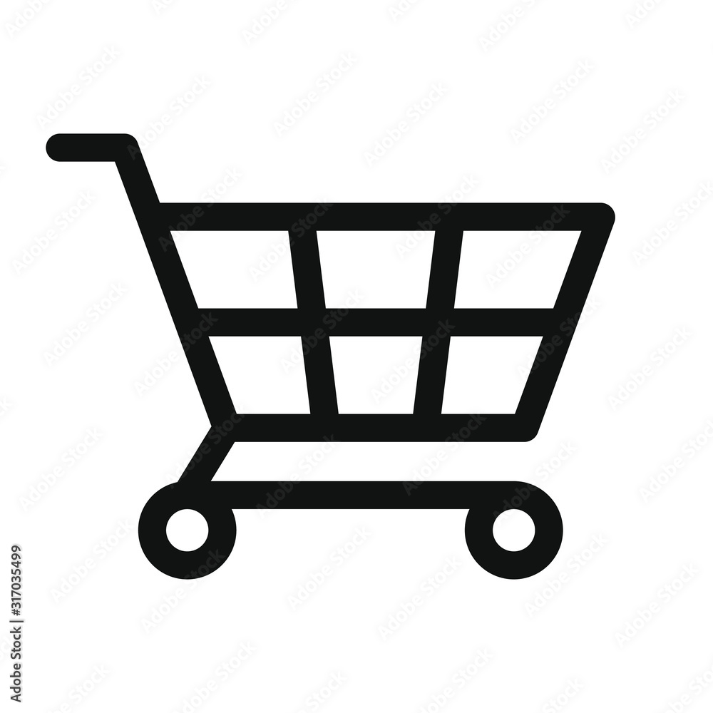 Poster shopping cart icon symbol. simple shape web store button. flat online shop sign. vector illustration