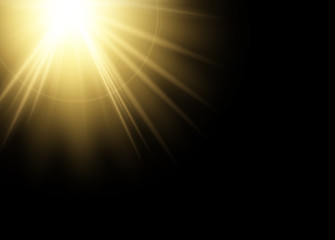 White glowing light explodes on a transparent background. Sparkling magical dust particles. Bright Star. Transparent shining sun, bright flash. Vector sparkles. To center a bright flash.