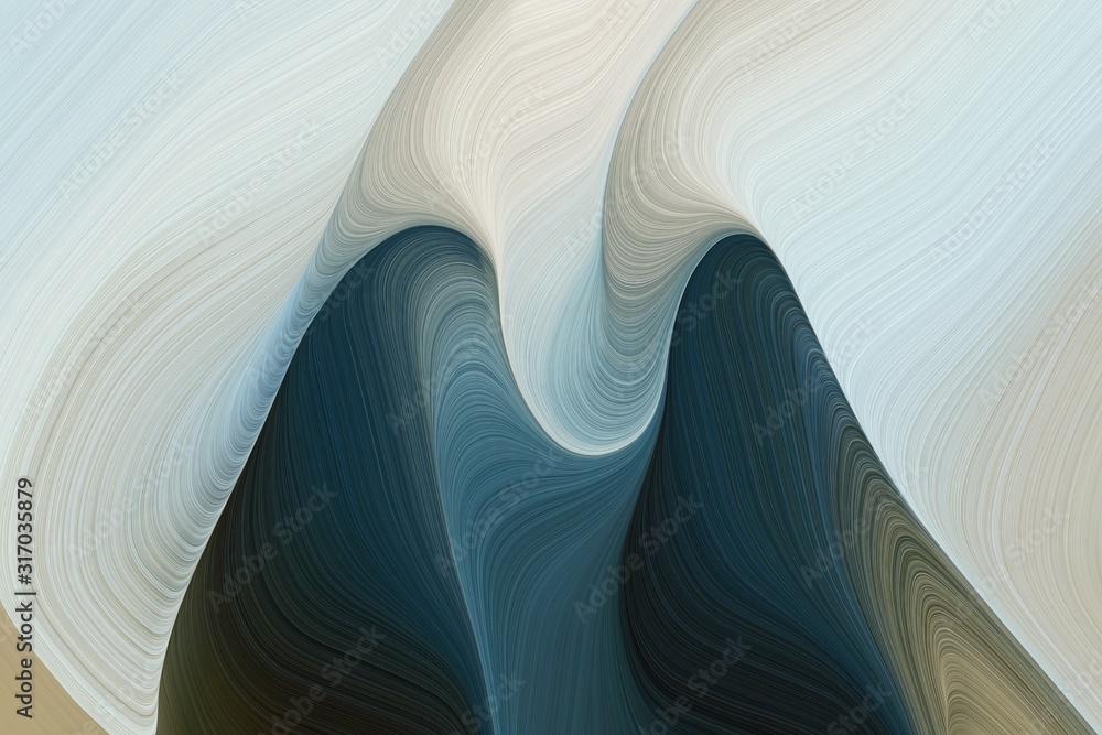 Poster artistic wave lines with modern soft swirl waves background design with very dark blue, light gray a