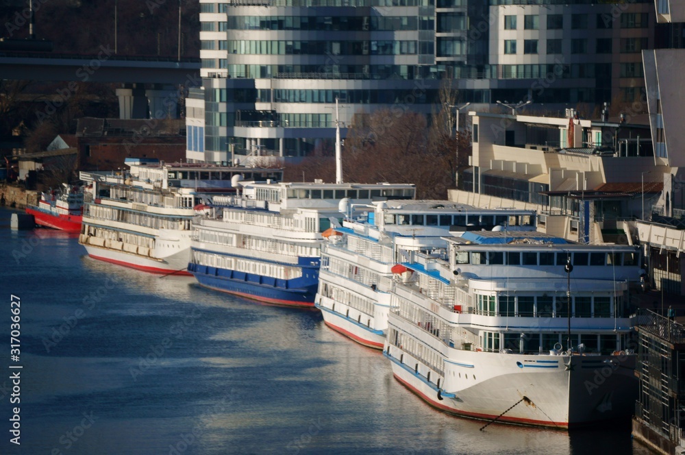 Sticker ship in port