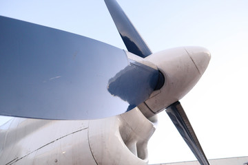 Propeller aircraft. Airplane on the ground.