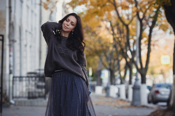 Outdoor beauty portrait woman, the street style