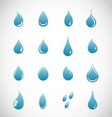 Water drops icon set vector collection