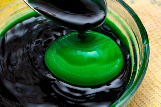 Painting, Dying Green Eggs For Easter In Glass Jar