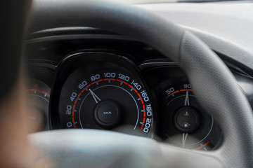 Dashboard and speedometer in the car