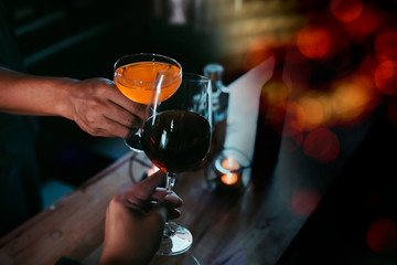 Blurred of Wine In A Glass. Romantic  Valentines Concept.