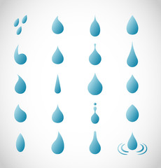 Water drops icon set vector collection