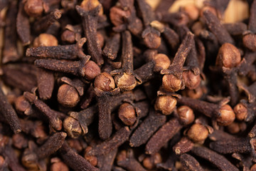 close up of clove dried spicy herb for food aroma and natural medicine, ingredient in Indian spices