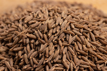 close up of dried cumin seeds background, important spice in curry and massaman curry