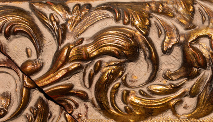 detail of ornamental picture frame, bronze color.