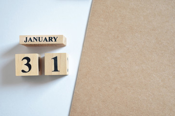January 31, Empty white - brown background.