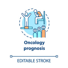 Fototapeta premium Oncology prognosis concept icon. Fight with cancer. Estimate of recovery from disease. Victory and defeat idea thin line illustration. Vector isolated outline RGB color drawing. Editable stroke