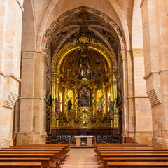 View of the main altar of the Cistercian monastery church, Sta Maria of Huerta, Aragon, Spain