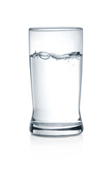Glass with pure water on white background