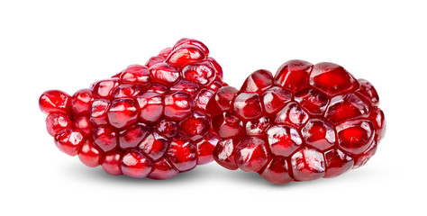 Pomegranate seeds isolated on white background